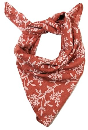 Shanlin Unisex Cotton Square Bandanas Scarves 24x24 (Floral RustRed)