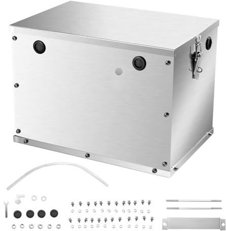 VEVOR Battery Box, Group 24/31 Trolling Motor Battery Box, Marine Batteries Case with Rubber-Grommet Cable Holes, Aluminum Alloy Shell Storage Case, Easy Installation, for Off-Road Racers, Trucks