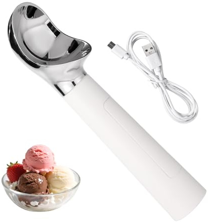 Lyreh Cuillère à Glace Chauffante avec Câble de Chargement, Rechargeable Électrique avec Écran LED Chauffage Automatique Cuillères à Glace Dures pour la Cuisine