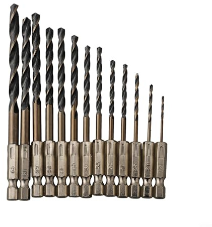 Long Lasting 13pcs HSS Drill Bit Set with Hex Shank Perfect for Aluminum, Thin Iron, Wood, and More