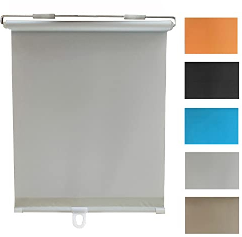 Estor enrollable con ventosas, persiana enrollable opaca para ventana, mini sistema de resorte, tratamiento de ventanas, gris, 65 x 125 cm, para decoración del hogar