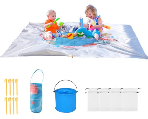 Piscina e bambini per l'estate | 1,98 x 1,98 metri – impermeabile pieghevole 2 in 1 coperta per attività all'aperto, campeggio, picnic, divertimento in acqua