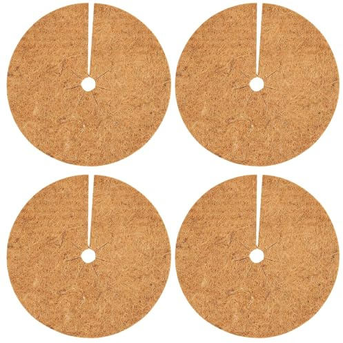 4 Pcs Tree Plant Ring Mats, Coco Coir Pflanzenmatte, einfache Installation mit Mittelschnitt, ideal für Pflanzenschutz, Feuchtigkeitsspeicherung, biologisch abbaubares Material (30 x 30 x 1 cm)