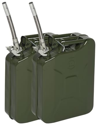 HOBBYZOO Lot de 2 Jerrican Bidon Essence 20L Métal (Vert) | avec Bec Verseur Métallique, Réservoir Carburant Portable pour Essence, Diesel et Bioéthanol