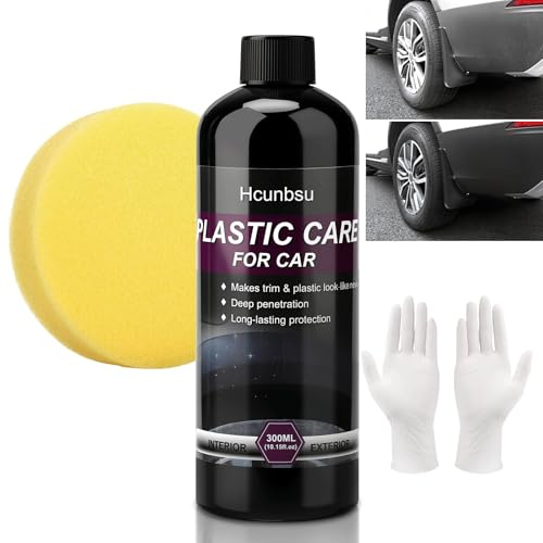 300ml Auto Kunststoffpflege, Kunstoffpflegemittel Auto für Innen und Außen | Cockpitpflege Auto, Wasserdichte Formel, Glanz Erhöhen & UV Beständig, Schwarz Kunststoff Politur für Auto, Motorrad, LKW