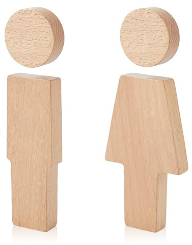 WADORN Toilettenaufkleber Aus Holz Für Männer Und Frauen, Blanchierte Mandel Selbstklebendes Badezimmer Toilettenschild Für Männer Und Frauen Badezimmerschilder Für Toilette Waschraum Wasserklosett
