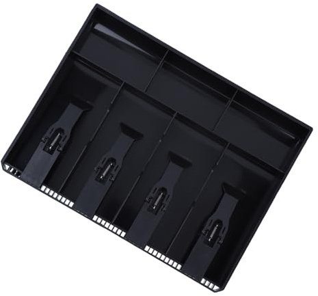 Smandy Kasseneinsatz, Geldaufbewahrungsbox mit 4 Geldscheinfächern und 3 Haltern, Zum Organisieren von Bargeld in der Kassenschublade (Black)