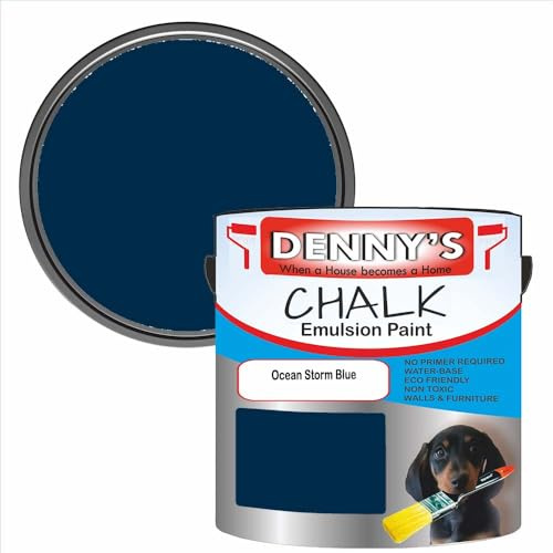 SCOOBYS PAINTS BACK IN THE MIX Chalk Emulsion Matt Paint, Water-Based, No Primer Required, For Walls and Furniture Dark Blue, (Ocean Storm Blue, 250Ml Tin)