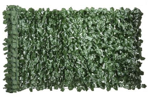 Outsunny Rotolo di Siepe Finta in PE con Foglie di Edera, 300x100 cm | per Balcone e Giardino in PE, Siepe Artificiale, Protezione UV, Verde Scuro