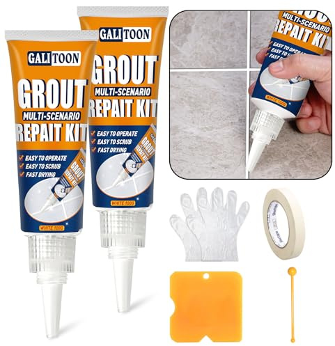Grout Repair Kit, Fast Drying Replace Grouts Pen Tiles Sealer Bathroom Shower Kitchen Floor Grout Filler, Restore and Renew Joints Line, Gaps (White)
