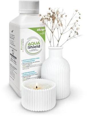AQUA RESIN Sellador Impermeable Transparente AQUA SHIELD (250 gr) | para Yeso Cerámico, AquaResin y Escayola Manualidades, Efecto Porcelana para Proteger Portavelas, Jarrones, Made in Italy