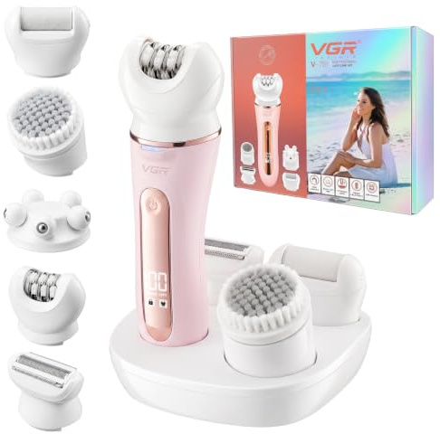 VGR 751 Epilateur Electrique Femme Sans Fil 5 En 1 Avec Étanche IPX6, Rose