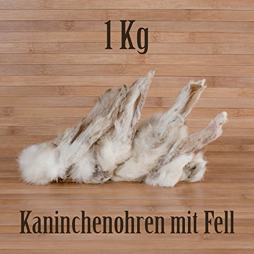1 Kg ca. 80 Stück Kaninchenohren mit Fell fettarm Barf wie Schweineohren Rinderohren Kausnack Kauartikel