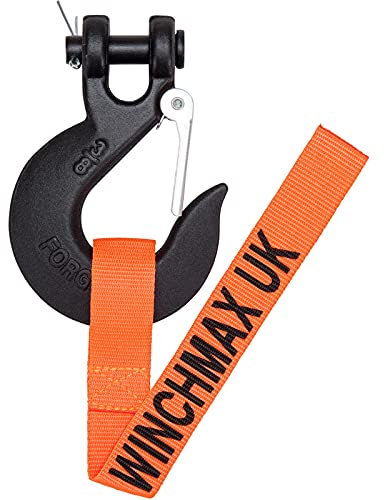 WINCHMAX Winch Hook. 3/8 Inch Grade 70 Drop Forged Clevis Hook. Heavy Duty Black. Minimum Breaking Force 28,806lb / 12,740kg. Suitable for Winches up to 14,000lb / 6,350kg