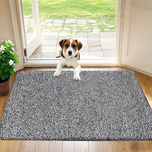 BEAU JARDIN Doormat Super Absorbent Mud Front Door Mat 36x24 Latex Backing Non Slip for Front Inside Dirt Trapper Mats Cotton Entrance Shoes Scraper Washable
