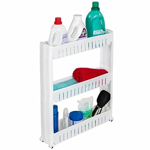 Flyelf Hogar y Baño Estante Étagère de Rangement pour Salle de Bain de Cuisine, Avec Roues, 3 & 4 Niveaux (3 Niveaux)
