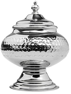 Marokkanische Zuckerdose Abdal handgemacht aus Messing in Silber 16 cm