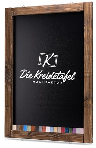 Rustikale Tafel Kreidetafel Wandtafel Küchentafel mit Holzrahmen zur Beschriftung mit Kreide im Landhausstil in verschiedenen Größen und Farben (Kolonial, 60x120cm)
