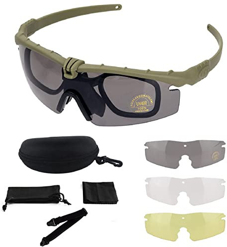 FOCUHUNTER Gafas Protectoras - Gafas de Seguridad Anti Fog Gafas de Seguridad Transparentes Anti-UV400 Gafas de Esquí Ciclismo, Senderismo y Tiro. (Verde)