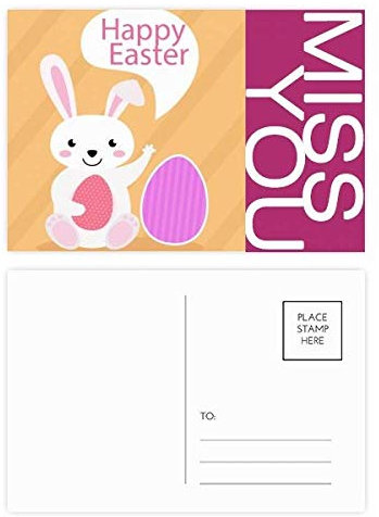 Postkarten-Set mit AufschriftHappy Ostern Religion Festival Egg Bunny Miss Miss Postkartenset, Danksagungskarte, Seite Postkarten, 20 Stück