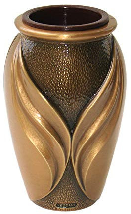 Grabvase aus Bronze dunkel mit Details (Wandvase) | Sie sind auf der Suche nach einer Grabvase aus bronze? Bei unserem Urnengeschäft sind Sie genau richtig. Große Auswahl an Urnen ✔ Gratis Versand ✔