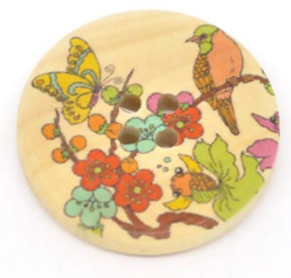 20 Stück edle Holzknöpfe Blumenmotiv 30mm natur 4-Loch rund Knopf Knöpfe Holzknopf zum annähen basteln nähen scrapbooking Jackenknöpfe Blusenknöpfe Bastelknöpfe