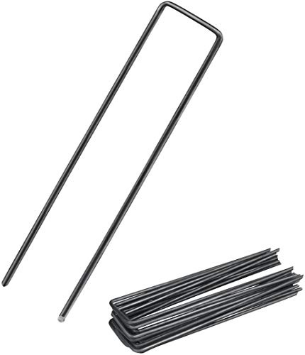 200x Anclaje de Tierra con Cabeza Plana | Anclaje de Tierra de Acero al Carbono no galvanizado para Fijar vellón antihierba | vellón de jardín | Valla y Red o para Camping - (200, 150x25x2,7 mm)
