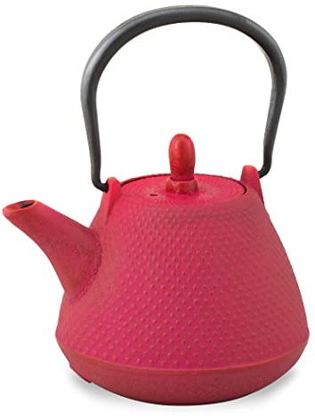 Roji Associates - Teiera in ghisa Nanbu Tekki, ARARE, a cupola, realizzata in Giappone, con colino per il tè, finitura interna smaltata, vaso colorato, divieto di fuoco aperto (400 ml/rosso)