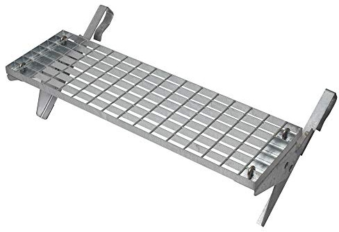 Dachtritt Set 80x25 cm, ohne Farbe, bis 44 cm Ziegellänge, Universal-Trittrost mit Laufroststützen aus feuerverzinktem Stahl, Dachstufe, Laufrost, Steigtritt