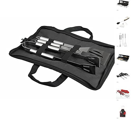 ANTEVIA - Set d'ustensile pour Barbecue avec Sac de Transport | Plus DE 10 MODÈLES |Contenu : Fourchette - Spatule - Pinces | Plancha (Tory)