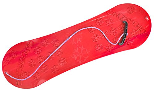 Snowboard för barn, kälke, bräda, 72 cm, plast med rephandtag (röd)