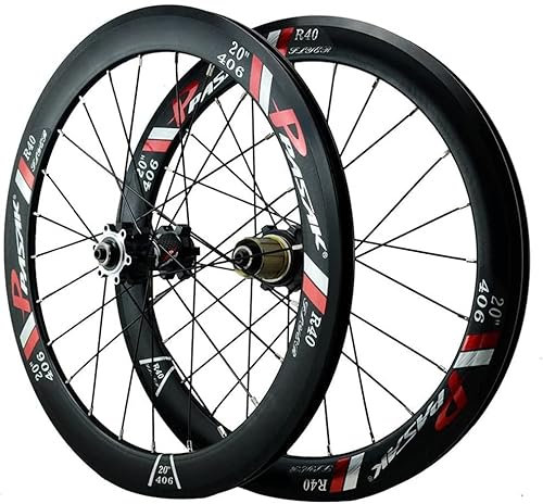 Wheelset 406 Bike-Radsatz, doppelwandige ultraleichte Legierung Rim 20in Schnellspanner Vorderrad-Hinterrad for 7 8 9 10 11 12 Geschwindigkeit Road Wheel (Color : Black, Size : 20in*406)