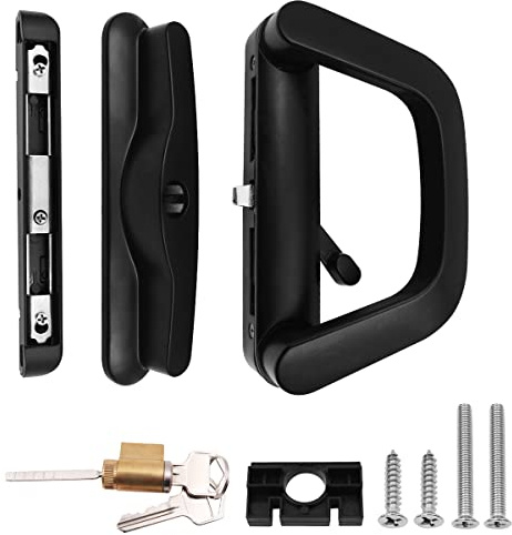 ZONADAH Set di maniglie per porte da terrazzo, da un lato con serratura a cilindro a chiave, set completo di serratura di ricambio per porte da 3 a 3,5 cm