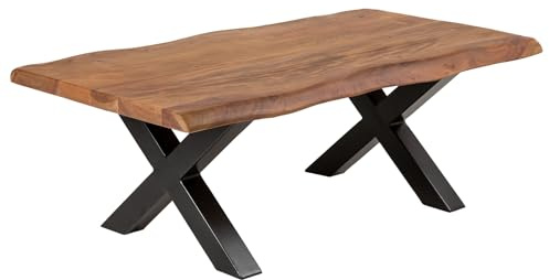 Couchtisch MAMMUT 110cm - schwarz - Akazienholz - handgefertigt | Massiv, hochwertig, langlebig, individuelle Maserung, massive Verarbeitung, Metallgestell