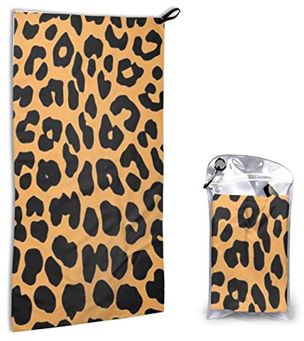 Schnell trocknendes Handtuch mit Tasche – Leopardenmuster bedruckt, super saugfähig, Mikrofaser, Reise-Sporthandtücher, 40 x 80 cm