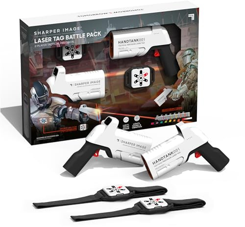 Sharper Image - Toy Laser Tag Handtank Battle Pack - 2 Blasters & 2 Life Pods Set - Compatible Multiplayer Game - Indoor & Outdoor Game - Perfect for Kids & Parties - Requires AAA Batteries