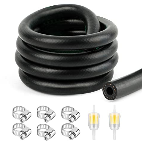 Dutreg 6mm Kraftstoffgasleitung 1/4” Benzinschläuche Kit 1 Meter kraftstoffschlauch, 2 Kraftstofffilter mit 6 Schlauchschellen für Motorrad Rasenmäher LKW PKW