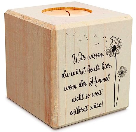 GRAVURZEILE Trauerlicht - Wir wissen du wärst Heute Hier - Teelichthalter mit Gravur aus Holz - Grabschmuck - Trauergeschenk - Gedenklicht - Erinnerungslicht - Kerze zur Trauerbewältung - Holzwürfel