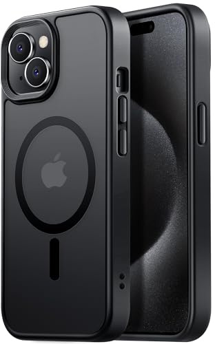 Tigowos Magnetic for iPhone 15 Case Drop Resistant Matte Skin Feeling Back Cover Shockproof Slim Fit for iPhone 15 Phone Case，Matte Black