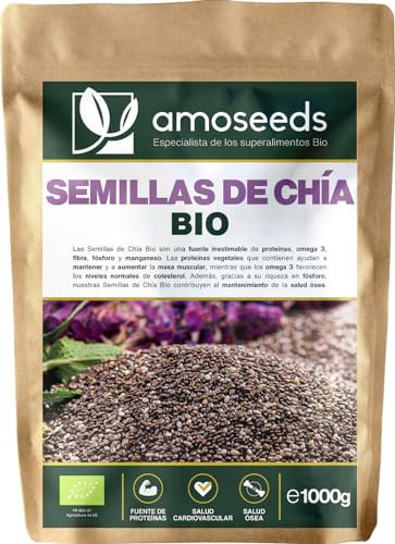 Semillas de Chía BIO 1KG | Salvia hispanica, Orgánica | Proteínas, Omega 3, Salud Cardiovascular | Primera Calidad