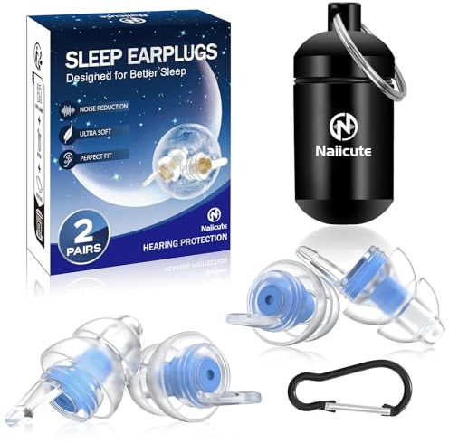 Naiicute Ohrstöpsel zum Schlafen 2Paar, Weich Filter Noise Cancelling Silikon Ohr-Stöpsel, Gehörschutz Ohrenstöpsel gegen Schnarchen, Lärmreduzierung für Schlaf Arbeiten Reisen, Klein Earplugs