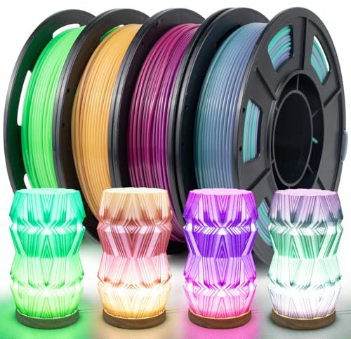 IEMAI 3D-Drucker-Filament – Farbverlauf, durchscheinendes PETG, 1,75 mm Farbwechsel-Set, Gelbgrün/Rosa, Gelb/Rosa, Violett/Grün, Lila, 4 x 250 g