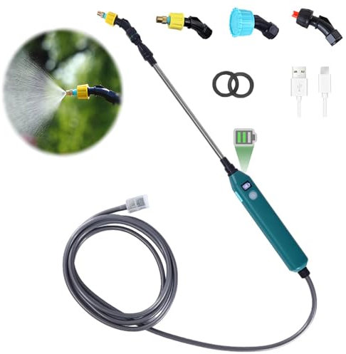DOUBFIVSY Spruzzatore Elettrico a Batteria per Piante, Nebulizzatore a Pressione Automatico con 3 Beccuccio Regolabile e 3M Tubo, Visualizzazione di Potenza, Pompa Spruzzino Giardino