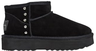 Pepe Jeans Stivaletti in Pelle Nera Dissy Metal