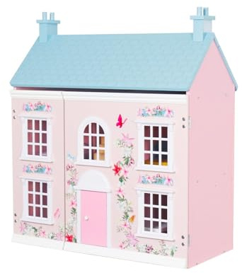 HYGRAD Large Cottage Wooden Doll Houses With Furniture And Accessories Girls Doll House Play Set Doll House Toy Gift Set For Girls Flowery Cottage Doll Houses (Design 6)
