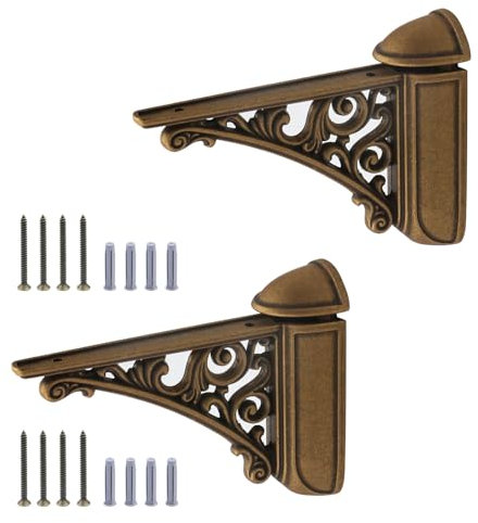 HEVSTIL Regalhalterungen, verstellbar, schwebende Regalhalterung, Holzregal, Wandhalterungen, Metall, verstellbare schwebende Regale, Hardware für Holzregale, Messing, 2 Stück