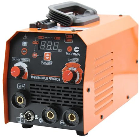 Hydravex Saldatore, Saldatore a Nucleo di Flusso effettivo 120A/Saldatore a Bastone/Lift Saldatrice sinergica 3 in 1, Inverter IGBT Intelligente Saldatore a Filo Senza Gas con Ampio Display a LED