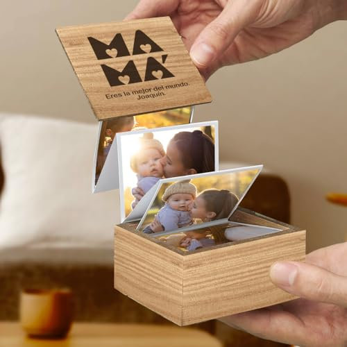Transparent Gift Caja Álbum de Fotos Acordeón con Fecha Reloj. Regalos para Familiares, Amigos o Pareja. Cajas Sorpresa Personalizadas. Regalos Originales para Mujer y Hombre en Cumpleaños y Navidad
