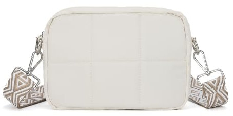Jywmsc Gesteppte Umhängetaschen für Damen, Kleine Umhängetasche, Leichte Puffer-Schultertasche aus Nylon mit Verstellbarem Gitarrengurt