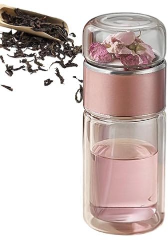 Générique Infuseur à thé, infuseur à thé en verre à double paroi, tasse à thé portable avec séparation de l'eau et du thé, bouteille infuseur à thé pour le bureau et les voyages